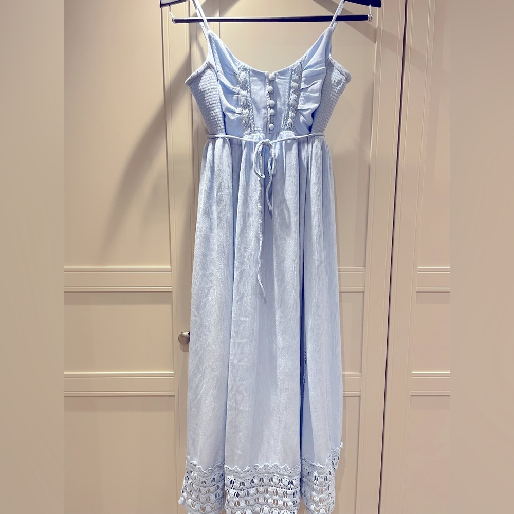 Maternity long light blue maxi dress